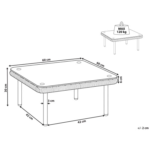 Beliani Coffee Table BAUCINA 60 cm 60 cm Light Brown 2
