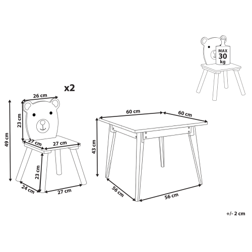 Beliani Kids Table with Chairs MIMILI White 2