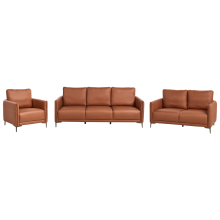 Living Room Set 6 Seater CILENS Fabric Golden Brown