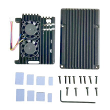Suitable for Raspberry Pi 5Th Generation Aluminum Shell Raspberry Pi 5 Dual Fan Cooling Protection Box Metal Shell
