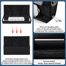Bedside Storage Organizer with Power Strip Holder and Adjustable Straps Bed Hanging Bag for Home Bunk Bed Dorm Sofa
