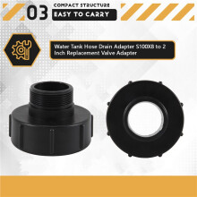 IBC Tote Adapter IBC Water Tank Hose Drain Adapter S100X8 to 2 Inch Replacement Valve Adapter