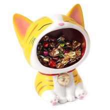 Rangement D'Ornement de Statue de Chats Mignons, Rangement de Bureau de Sculpture D'Art en RéSine Moderne, Figurines de Collection de Chats à