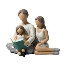 Famille de 3 Figurines DéCoratives en RéSine, Sculpture Familiale, Parents et Filles, Cadeaux pour la DéCoration de la Maison Familiale
