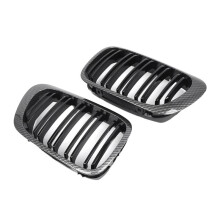 Front Bumper Kidney Grill Replacement Dual Slat Grilles for E46 1999-2006 3 Series 2Dr Carbon Fiber