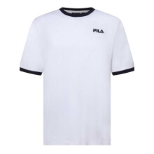 (S, White/Navy) Fila Mens Aster Logo Cotton T-Shirt