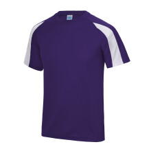 (XL, Purple/Arctic White) Just Cool Mens Contrast Cool Sports Plain T-Shirt
