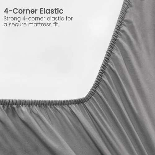 (Grey, Double ) 2 Pack  Waterproof Fitted Sheet Extra Deep Skirt 30cm 2