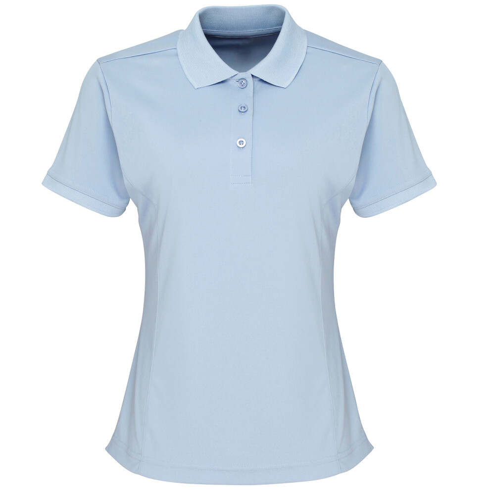Premier (L, Light Blue) Womens/Ladies Coolchecker Short Sleeve Pique Polo T-Shirt