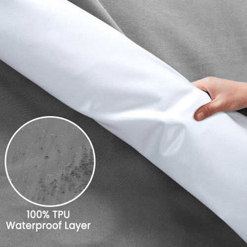 (Grey, Super King) 2 Pack Waterproof Fitted Sheet Extra Deep Skirt 30cm 2