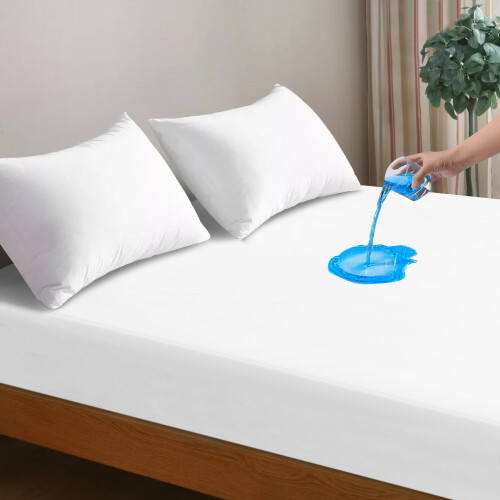 (White, Single) 2 Pack Waterproof Mattress Protector-30cm Deep Elastic Fitted Sheet 2