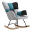 Tricolor Patchwork Linen Upholstered Rocking Chair, Black Grey Blue 1