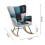 Tricolor Patchwork Linen Upholstered Rocking Chair, Black Grey Blue 6