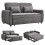 Dark Grey Linen Upholstered Pull-Out Sofa Bed with Reclining Backrest, Plastic Feet and 2 Cushions 1