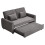 Dark Grey Linen Upholstered Pull-Out Sofa Bed with Reclining Backrest, Plastic Feet and 2 Cushions 3