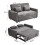 Dark Grey Linen Upholstered Pull-Out Sofa Bed with Reclining Backrest, Plastic Feet and 2 Cushions 6