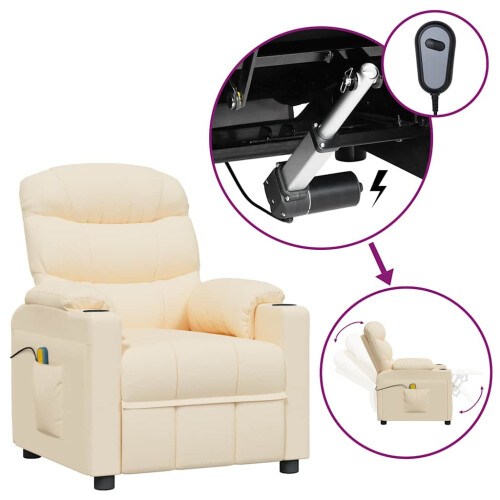 VidaXL vidaXL Massagesessel Elektrisch Creme Stoff