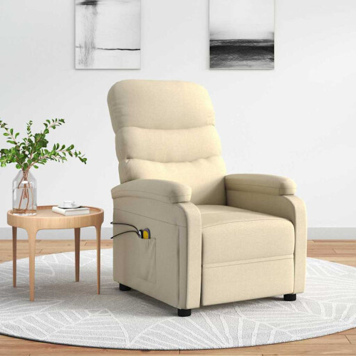 VidaXL vidaXL Massagesessel Elektrisch Creme Stoff