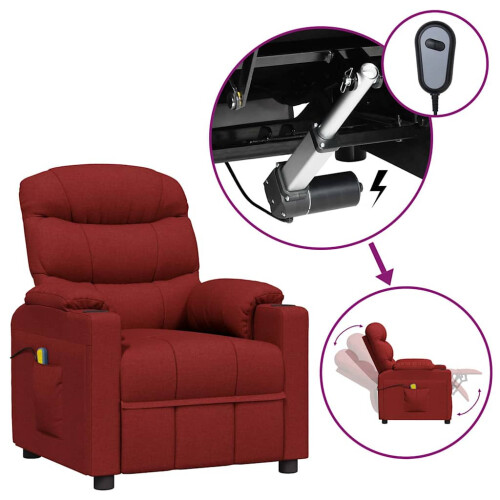 VidaXL vidaXL Massagesessel Elektrisch Weinrot Stoff
