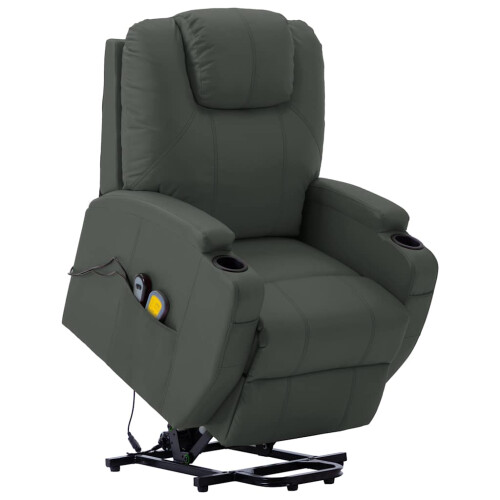 VidaXL vidaXL Massagesessel mit Aufstehhilfe Anthrazit Kunstleder