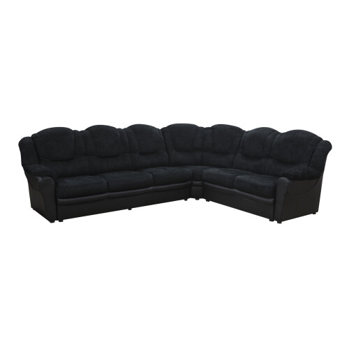 TEXAS CORNER SOFA FABRIC FAUX LEATHER BLACK SUITE