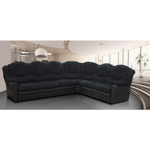 TEXAS CORNER SOFA FABRIC FAUX LEATHER BLACK SUITE 2