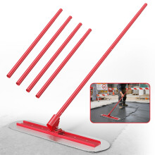120×30cm Stainless Steel Concrete Bull Float with Round End, 4Pole 4.6m Adjustable Handle & Angle Adjustable Bracket, Cement Smoothing Finishing Tool