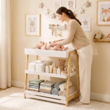 AIYAPLAY Baby Changing Table with 2 Storage Shelves White