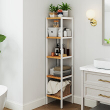 Bamboo Storage Shelf - 5-Tier - Natural Finish - Space-Saving Design for Narrow Spaces