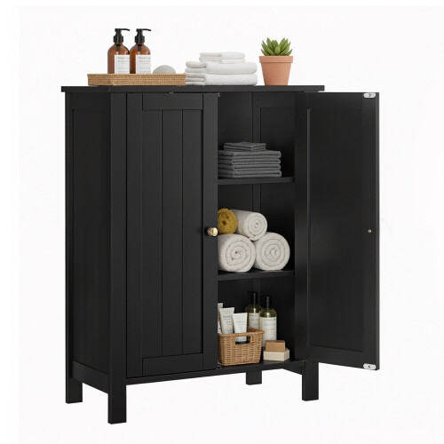 Freestanding Storage Cabinet - Wood - White - Multi-Purpose with Adjustable Shelves 1