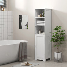 HOMCOM Freestanding Bathroom Tall Cabinet with Adjustable Shelf, White
