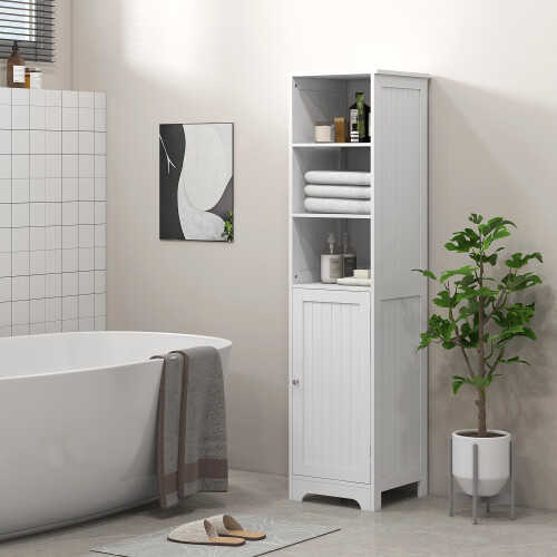 Homcom HOMCOM Freestanding Bathroom Tall Cabinet with Adjustable Shelf, White