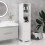 Homcom HOMCOM Freestanding Bathroom Tall Cabinet with Adjustable Shelf, White 2