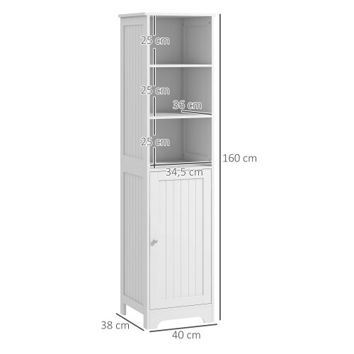 Homcom HOMCOM Freestanding Bathroom Tall Cabinet with Adjustable Shelf, White 2