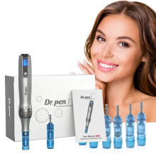 Dr. Pen Ultima M8S Wireless Microneedling Pen with 35-Piece Replacement Cartridges, USB-C, LED Screen, 6-Speed, Anti-Backflow Tips
