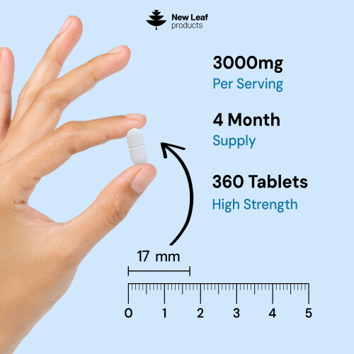 New Leaf Product Creatine Monohydrate Tablets 3000mg, 360 Tablets, 4-Months Supply, For Muscle Growth Exercise Workout 2