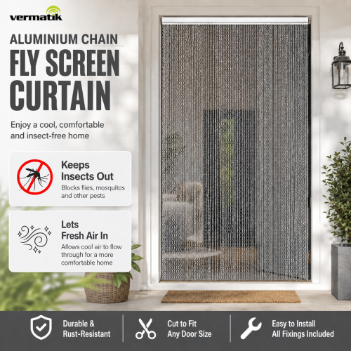 Vermatik Door Fly Screen Aluminium Chain Curtain 2