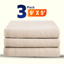 3 x Heavy Duty Canvas Dust Sheets 9ft x 5ft Reusable Cotton Drop Cloth for Painting, Decorating, Furniture & Floor Protection