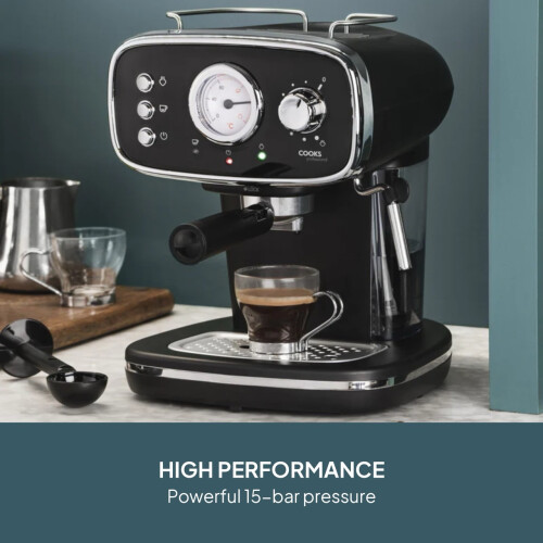 Cooks Professional Cooks Professional Retro Espresso Machine | Black / Silver 1