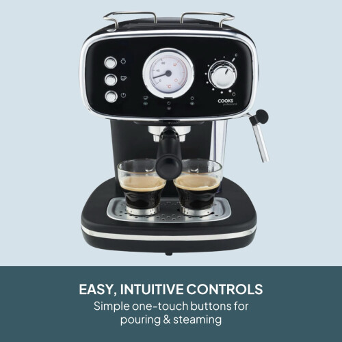 Cooks Professional Cooks Professional Retro Espresso Machine | Black / Silver 2