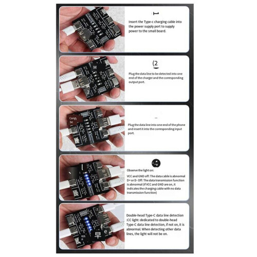 2X DT3 Data Cable Detection Board USB Cable Tester for IOS Android Type-C Short Circuit -Off Switching Test Board 1