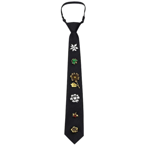 Black Polyester Tie With Clover Pattern For Adults And Accessories Costume