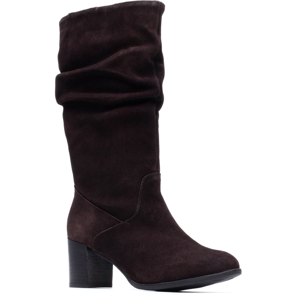 Hush Puppies (, ) Cosima Suede Women's Chocolate Heeled Knee High Boots