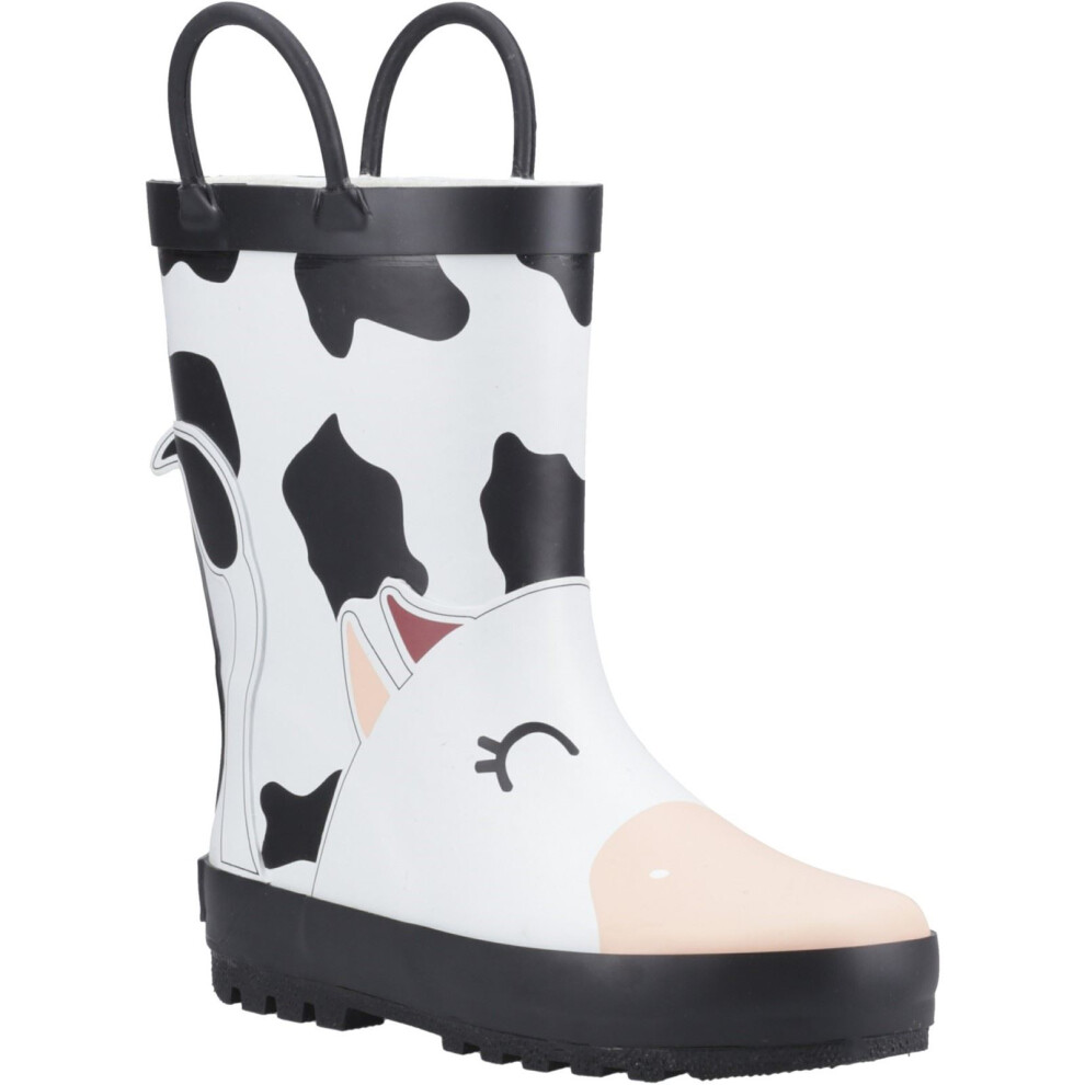 Cotswold (, ) Puddle 3D Rubber Unisex Kid's Black/White Wellington Boots