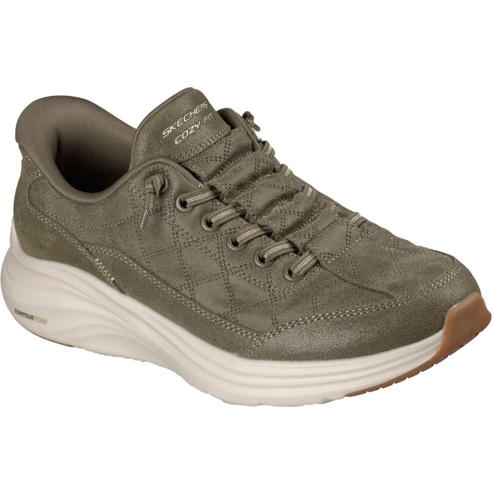 Skechers Womens Contour Foam Cozy Fit Suede Trainers, Olive, Size 8, Women - Image 6