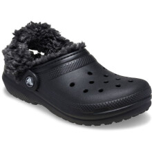 (, ) Crocs Classic Fleece Lined Polyester Blend Unisex Kid's Black Clogs