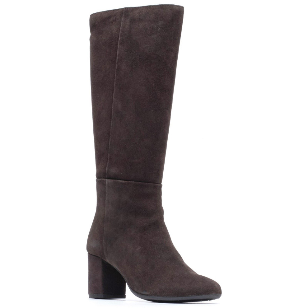 Hush Puppies (, ) Oprah Suede Long Leather Women's Chocolate Heeled Knee High Boots