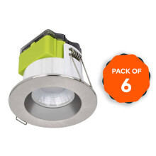 LED Downlight Recessed Warm White 620lm Dimmable Brushed Steel Indoor Pack Of 6