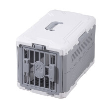 Pet Airline Approved Carrier Foldable Portable Travel Cat Dog Bag Breathable Hard Case Car Cage Grey-White