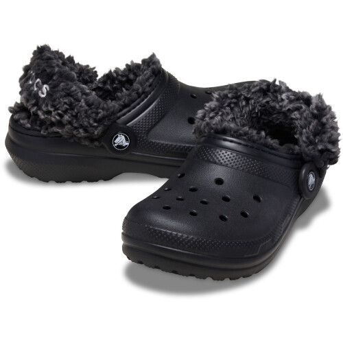 Crocs (, ) Crocs Classic Fleece Lined Polyester Blend Unisex Kid's Black Clogs 2